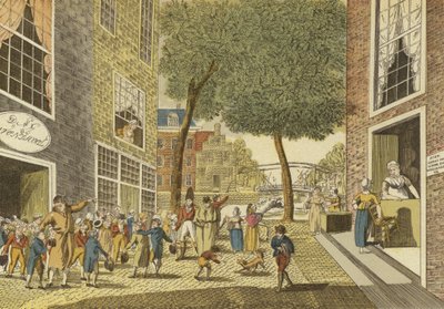Barn som kommer ut av skolen, 1812 av Dutch School