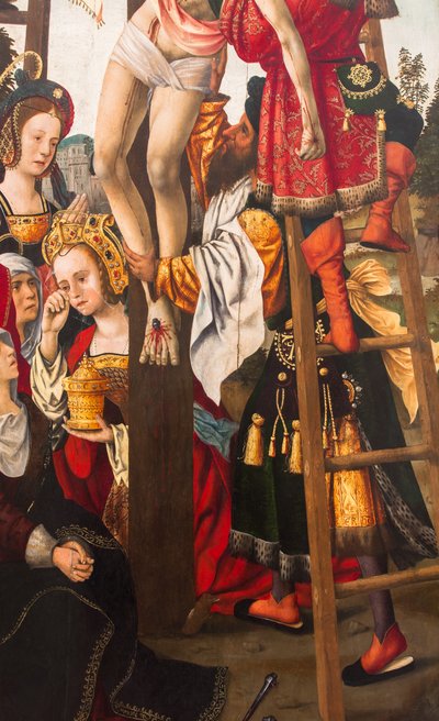 Nedstigningen fra korset, 1520 (olje på lerret) av Dutch School