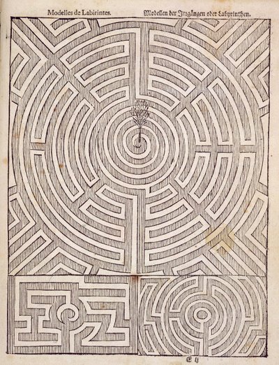 Design for labyrinter, fra The Dutch Gardener av Johann van der Groen, utgitt 1699 av Dutch School