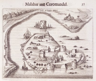 Nederlandsk fort på kysten av Malabar, Øst-India av Dutch School