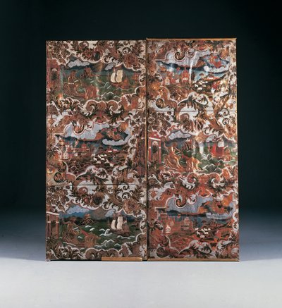 Pregede og polykrome dekorerte paneler, sent på 1600-tallet (skinn) av Dutch School