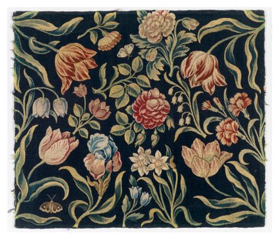 Foldeskjerm med blomsterteppepaneler, laget muligens i Holland av Dutch School