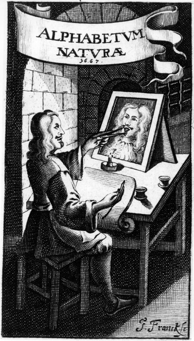 Frontispice av Alphabetum Natura (Naturens alfabet) av F.M. van Helmont, 1667 av Dutch School