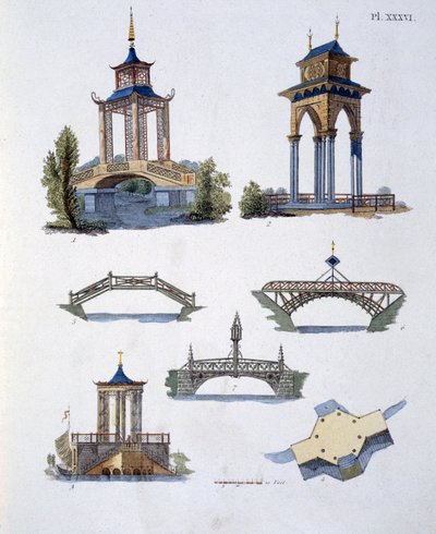 Hagedekorasjoner, fra Magazine of Garden Gems av G. van Laar, utgitt 1802 av Dutch School