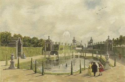 Hage til en villa, tidlig på 1700-tallet av Dutch School