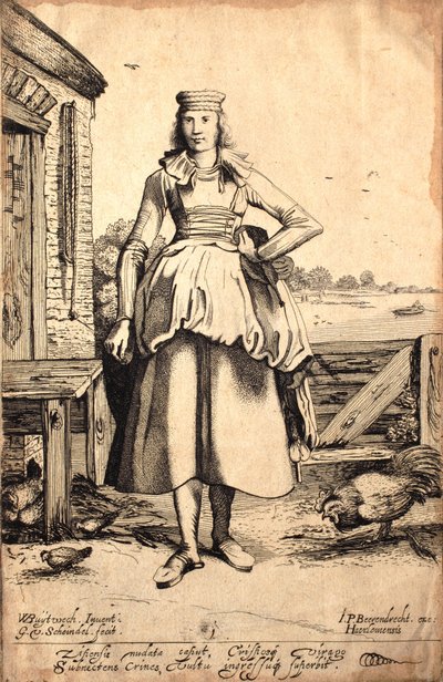 Maiden fra Zijpe (etsing og gravering) av Dutch School
