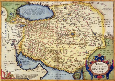 Kart over Persia, fra Theatrum Orbis Terrarum, pub. av Abraham Ortelius (1527-98) Antwerpen, ca. 1590 av Dutch School