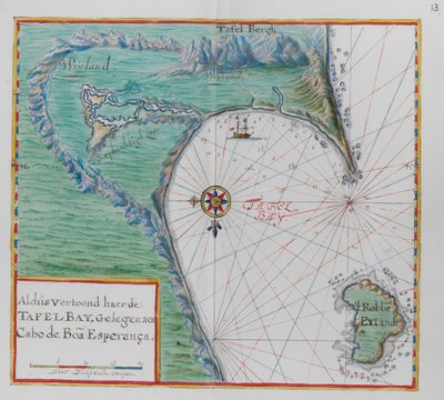 Kart over Kapp det gode håp. Table Bay, Sør-Afrika. av Dutch School