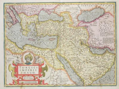 Kart over det tyrkiske imperiet, fra puben Mercator Atlas. av Jodocus Hondius (1563-1612) Amsterdam, 1606 av Dutch School