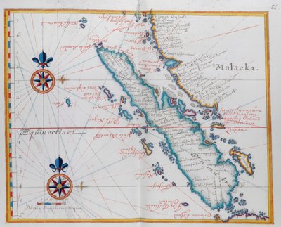 Kart som viser Malacca og Sumatra, vestlige Indonesia, en del av Sunda-øyene. av Dutch School