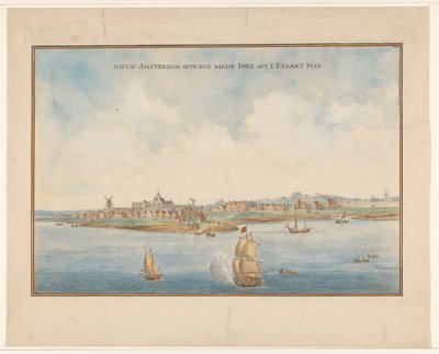 New Amsterdam og Manhattan, ca. 1660 av Dutch School