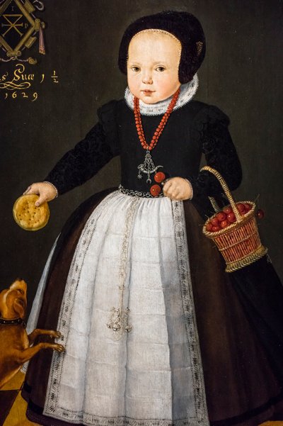 Portrett av Grietge Maertensdochter, detalj, 1629 (olje på tre) av Dutch School