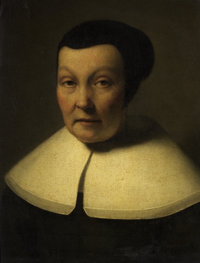 Portrett av en eldre dame (olje på lerret) av Dutch School