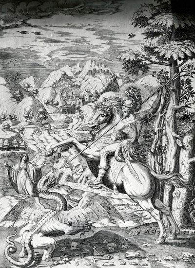 Saint George and the Dragon, 1500-tallet av Dutch School
