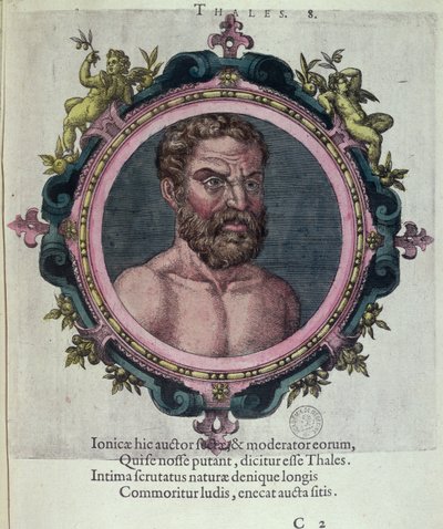 Thales of Miletus (ca. 625-547 f.Kr.), illustrasjon fra Ancient and Recent Physics and Philosophers