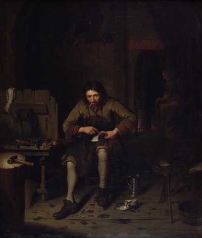 Skomakeren, ca. 1675 av Dutch School