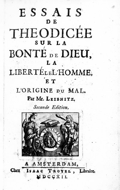 Tittelside for Theodicee av Gottfried Leibniz, andre utgave utgitt 1712 av Dutch School