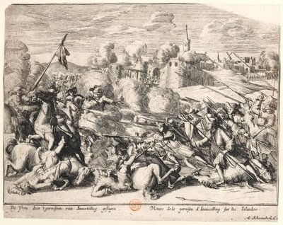 Enniskillen-garnisonens seier over irerne i 1689, ca. 1691 av Dutch School