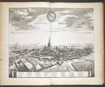 Utsikt over Strasbourg fra "Byen i hele Øvre Tyskland Illustrerende og berømte tavler gamle og nye mest nøyaktig utdypet" av Dutch School