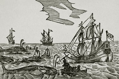Hvalfangstskip, fra Jacob Segersz van der Brugges "Journael" av Dutch School