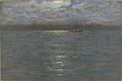 Night: A Harbor, 1894 (pastell på brunt papir) av Dwight William Tryon