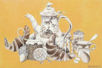 Frokost, 1993 (akryl på papir) av E.B. Watts