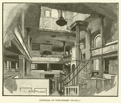 Interiør av West-Street Chapel (gravering) av E.H. Fitchew