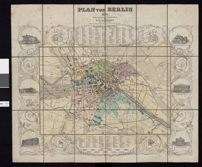 Kart fra Nasjonalbibliotekets kartsamling. Kartet er gitt ut i Berlin (1841) og viser Berlin av E.H. Schroeder