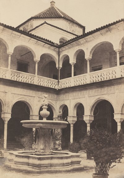 Spania. Sevilla, gårdsplassen til huset til hertugen av Medina Celi kjent som Pilatus-huset av E.K. Tenison