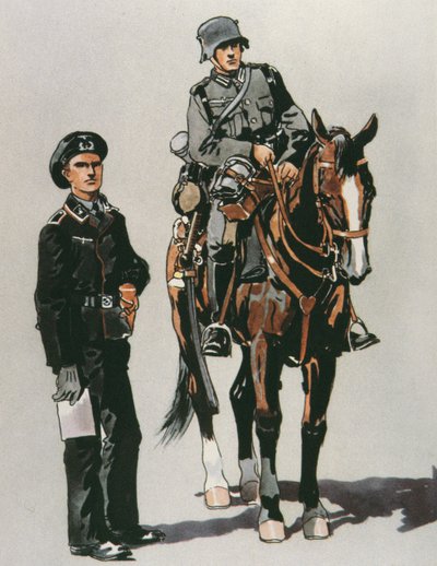 Tankoffiser og ridende soldat fra den tyske hæren av E. (after) Dobrich