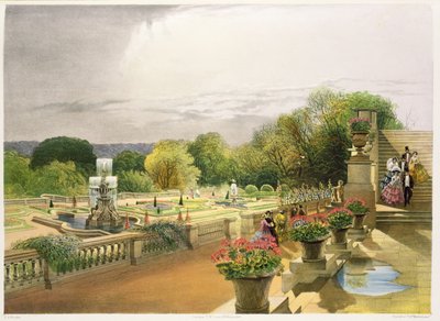 The Parterre, Harewood House nær Leeds, pub. av Thomas McLean av E. Adveno Brooke