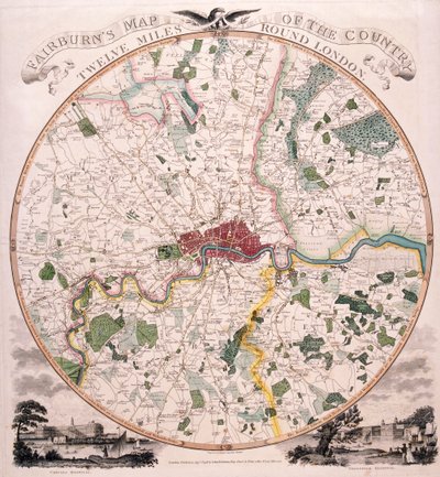 Kart over London, 1798 av E Bourne