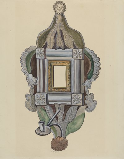 Stearinlyslampe med speil, 19351942. av E. Boyd