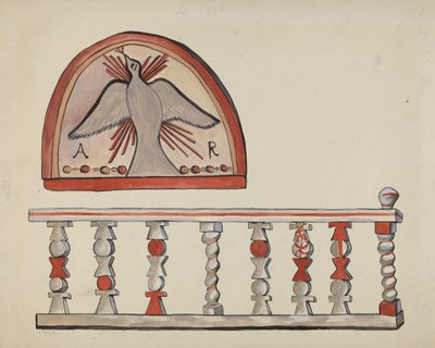 Lunette fra Altar-Church ved Plain Burnt Altar Rail-Church ved Sanctuary, Chimayo av E. Boyd