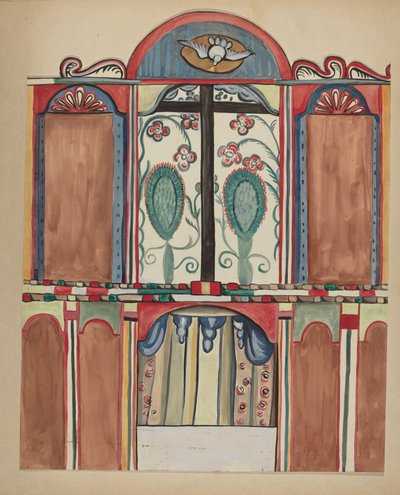 Main Reredos i Santa Cruz Church, Santa Fe County, 19351942. av E. Boyd