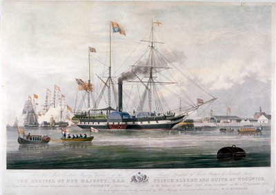 Dronning Victoria og prins Albert ankom Royal Dockyard, Woolwich, Kent, 1843 av E Duncan