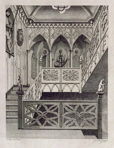 Trapp ved Strawberry Hill, gravert av J. Newton, fra 