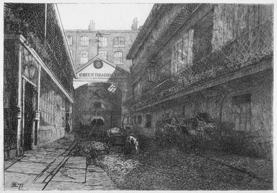 The Green Dragon Inn, Bishopsgate, City of London, 1871 av E Edwards
