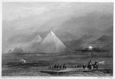 Pyramidene, Giza, Egypt, 1800-tallet av E. Finden