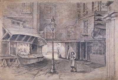 Poulterers butikk i Clare Market, Westminster, London, c1850 av E Holah