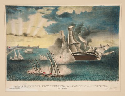 U.S. Fregate Philadelphia on the rocks off Tripoli (Fra U.S. Military Magazine Army and Navy, Vol. II) av E. J. Pinkerton