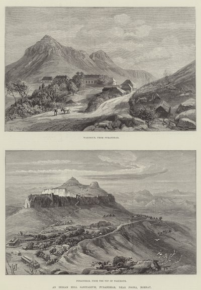 Et Indian Hill Sanitarium, Purandhar, nær Poona, Bombay av E. Jennings