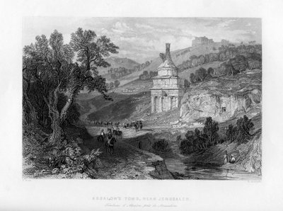 Absaloms grav, nær Jerusalem, Israel, 1841. av E. Redclyffe