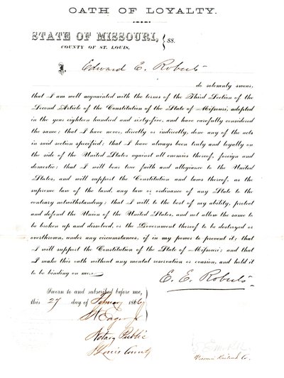 Lojalitetsed av Edward E. Roberts fra Missouri, County of Louis av E. Roberts
