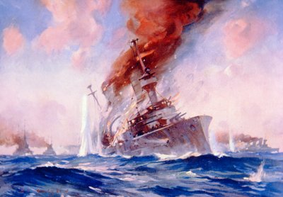 Battle of the Falklands: Senking of the Scharnhorst av E. S. (after) Hodgson