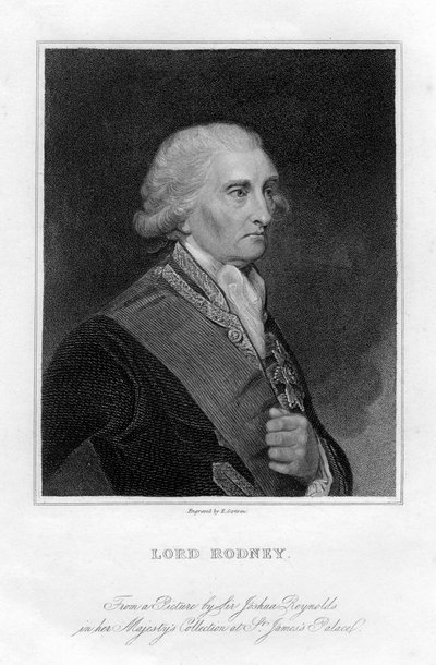 Admiral George Brydges Rodney 1719-1792, 1. baron Rodney, 1800-tallet. av E. Scriven