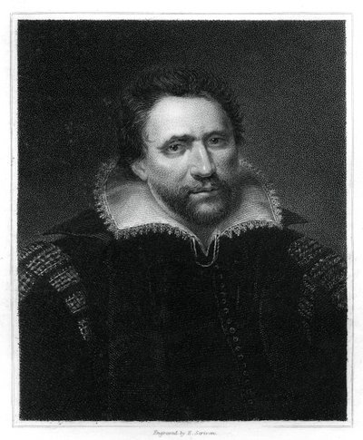 Benjamin Jonson , engelsk renessansedramatiker, poet og skuespiller, 1834. av E. Scriven