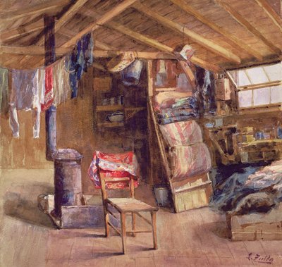 A Garret Interior, ca. 1860 (akvarell på papir) av E. Zoello