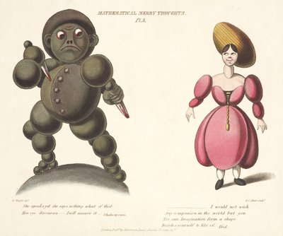 Pl.3 fra Mathematical Merry Thoughts, gravert av F.C. Hunt, ca. 1820-30 av E. after Wright