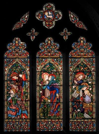 Bebudelsen, besøket og fødselen, ca. 1860 av E. and Halliday Burne Jones